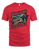 Bombardino Crocodilo Retro Crocodile Graphic T Shirt - red t-shirt on white background
