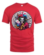 Evil Clown Card Master Graphic T Shirt - red t-shirt on white background