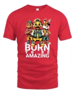 Born To Be Amazing Cartoon Animal Squad T Shirt - red t-shirt on white background