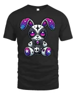Gothic Galaxy Bunny Plush Graphic T Shirt - black t-shirt on white background