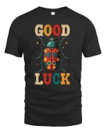 Good Luck Beetle Graphic T Shirt - black t-shirt on white background