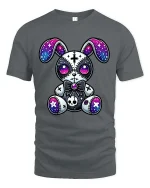 Gothic Galaxy Bunny Plush Graphic T Shirt - gray t-shirt on white background