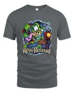 Crazy Tech Gremlin Graphic T Shirt - gray t-shirt on white background