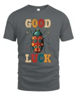 Good Luck Beetle Graphic T Shirt - gray t-shirt on white background
