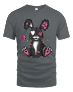 Gothic Stitch Bunny Graphic T Shirt - gray t-shirt on white background