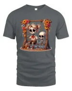 Sweet Skeleton Swing Graphic T Shirt - gray t-shirt on white background