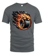 Blazing Fury Tire Demon Graphic T Shirt - gray t-shirt on white background