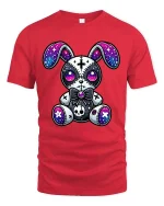 Gothic Galaxy Bunny Plush Graphic T Shirt - red t-shirt on white background