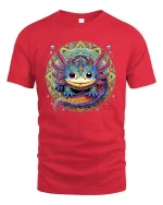 Colorburst Axolotl Art Tee - red t-shirt on white background