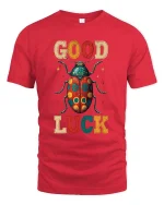 Good Luck Beetle Graphic T Shirt - red t-shirt on white background