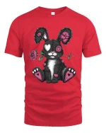 Gothic Stitch Bunny Graphic T Shirt - red t-shirt on white background