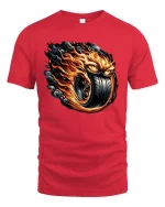 Blazing Fury Tire Demon Graphic T Shirt - red t-shirt on white background