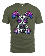 Gothic Galaxy Bunny Plush Graphic T Shirt - military green t-shirt on white background