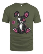 Gothic Stitch Bunny Graphic T Shirt - military green t-shirt on white background