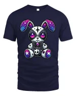 Gothic Galaxy Bunny Plush Graphic T Shirt - navy t-shirt on white background