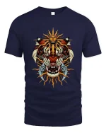 Solar Fury Tiger Graphic T Shirt - navy t-shirt on white background