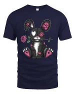 Gothic Stitch Bunny Graphic T Shirt - navy t-shirt on white background