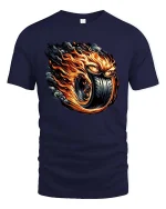 Blazing Fury Tire Demon Graphic T Shirt - navy t-shirt on white background