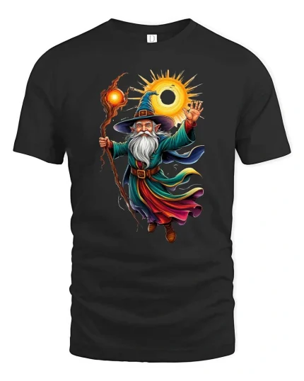 Eclipse Wizard Magic Graphic T Shirt - black t-shirt on white background