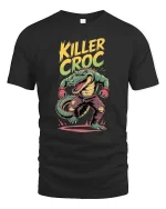 Killer Croc Fighter Graphic T-Shirt - black t-shirt on white background