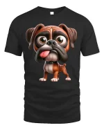 Funny Boxer Dog Tongue Out Cartoon Puppy Graphic T Shirt - black t-shirt on white background