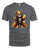 King Money Bear Graphic T Shirt - gray t-shirt on white background