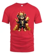 King Money Bear Graphic T Shirt - red t-shirt on white background