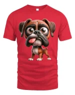 Funny Boxer Dog Tongue Out Cartoon Puppy Graphic T Shirt - red t-shirt on white background