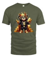 King Money Bear Graphic T Shirt - military green t-shirt on white background