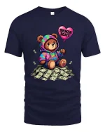 Broken Beats Teddy Bear Graphic T Shirt - navy t-shirt on white background