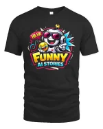 Funny AI Robot Laughing Emoji Humor Graphic T-Shirt - black t-shirt on white background