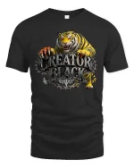 Creature Black Tiger Graphic T Shirt Fierce Wild Power Style - black t-shirt on white background