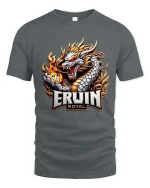 Erwin Royal Dragon Warrior Graphic T Shirt Fantasy Flame Power - gray t-shirt on white background