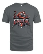 Fierce Tiger Editor Graphic T-Shirt for Video Editors - gray t-shirt on white background