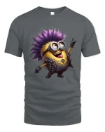 Funny Punk Cartoon Character Graphic T Shirt Rock Style Tee - gray t-shirt on white background