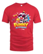 Funny AI Robot Laughing Emoji Humor Graphic T-Shirt - red t-shirt on white background