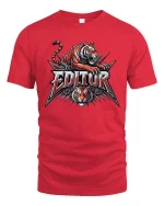 Fierce Tiger Editor Graphic T-Shirt for Video Editors - red t-shirt on white background