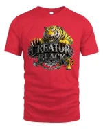 Creature Black Tiger Graphic T Shirt Fierce Wild Power Style - red t-shirt on white background