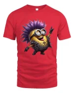 Funny Punk Cartoon Character Graphic T Shirt Rock Style Tee - red t-shirt on white background