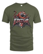 Fierce Tiger Editor Graphic T-Shirt for Video Editors - military green t-shirt on white background