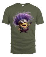 Funny Punk Rock Cartoon Character Graphic Tee Shirt - military green t-shirt on white background
