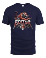 Fierce Tiger Editor Graphic T-Shirt for Video Editors - navy t-shirt on white background