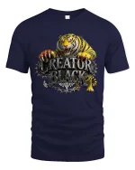 Creature Black Tiger Graphic T Shirt Fierce Wild Power Style - navy t-shirt on white background