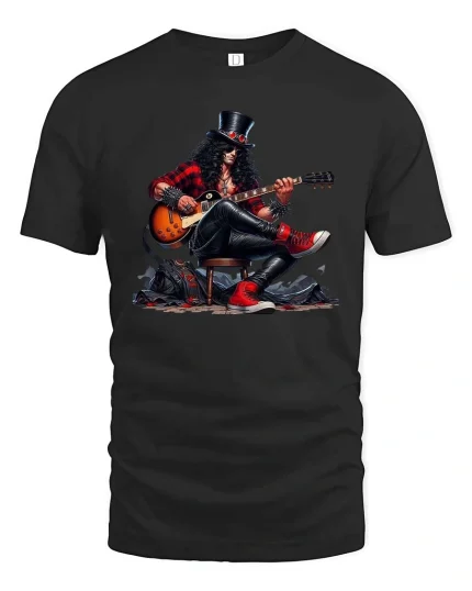 Legendary Rock Guitar Player Graphic T Shirt Classic Rock Vibe - black t-shirt on white background