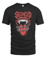 Silenced Screaming Mouth Graphic T Shirt Dark Rebel Style Art - black t-shirt on white background