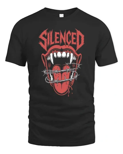 Silenced Screaming Mouth Graphic T Shirt Dark Rebel Style Art - black t-shirt on white background