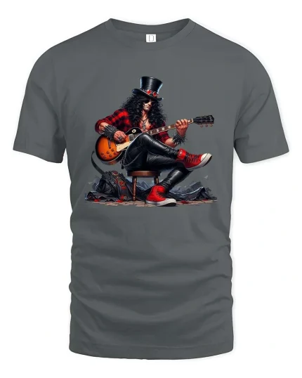 Legendary Rock Guitar Player Graphic T Shirt Classic Rock Vibe - gray t-shirt on white background