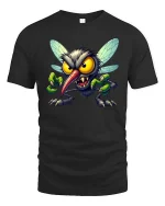 Crazy Monster Mechanic Cartoon Graphic T Shirt - black t-shirt on white background