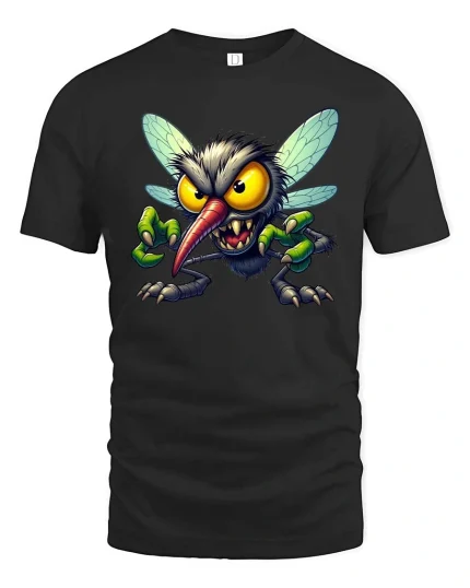 Crazy Monster Mechanic Cartoon Graphic T Shirt - black t-shirt on white background