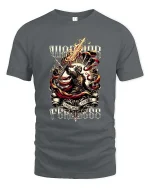 Archangel Rising Wings Of Fire Dark Fantasy Graphic T Shirt - gray t-shirt on white background